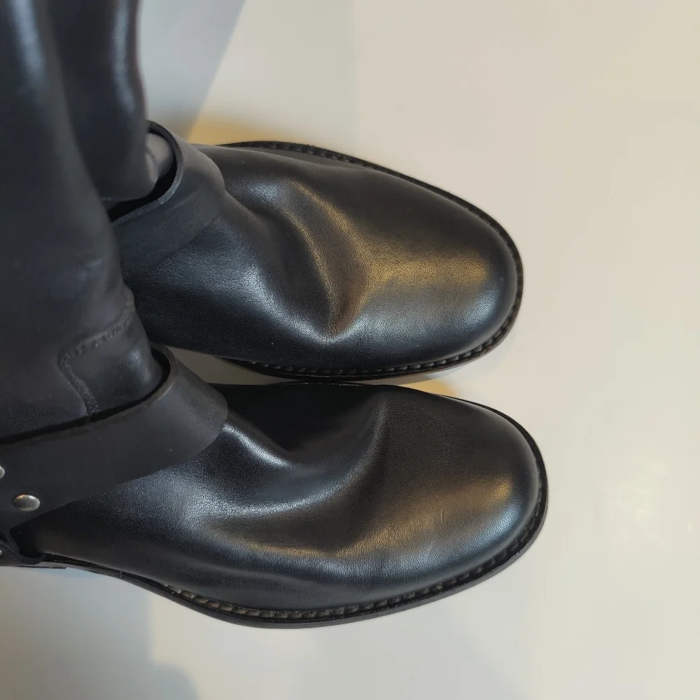 Frye Women's Phillip the Harness Tall Black Leather Boots